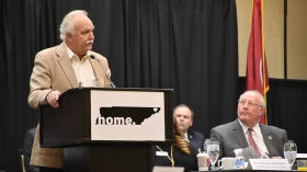 Bud Hulsey talks currency concerns at Legislative Breakfast by doortofreedom